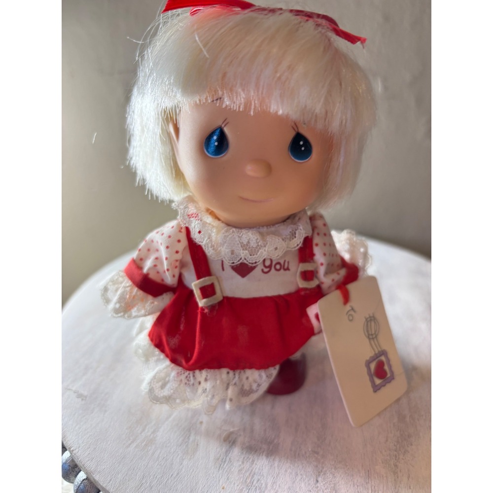 Vintage 1991 Precious Moments Hi Babies Doll I Heart You Red Dress 658898 Enesco - Picture 2 of 9